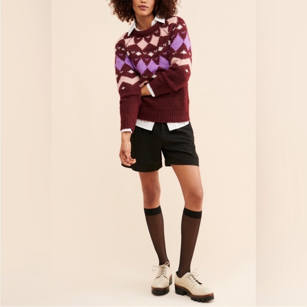 NWT Vero Moda Filipa Fair Isle Sweater Geometric Nordic Boho Jumper Cozy Small